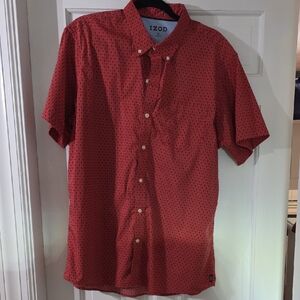 Izod Men's Casual Red Button Down Shirt
